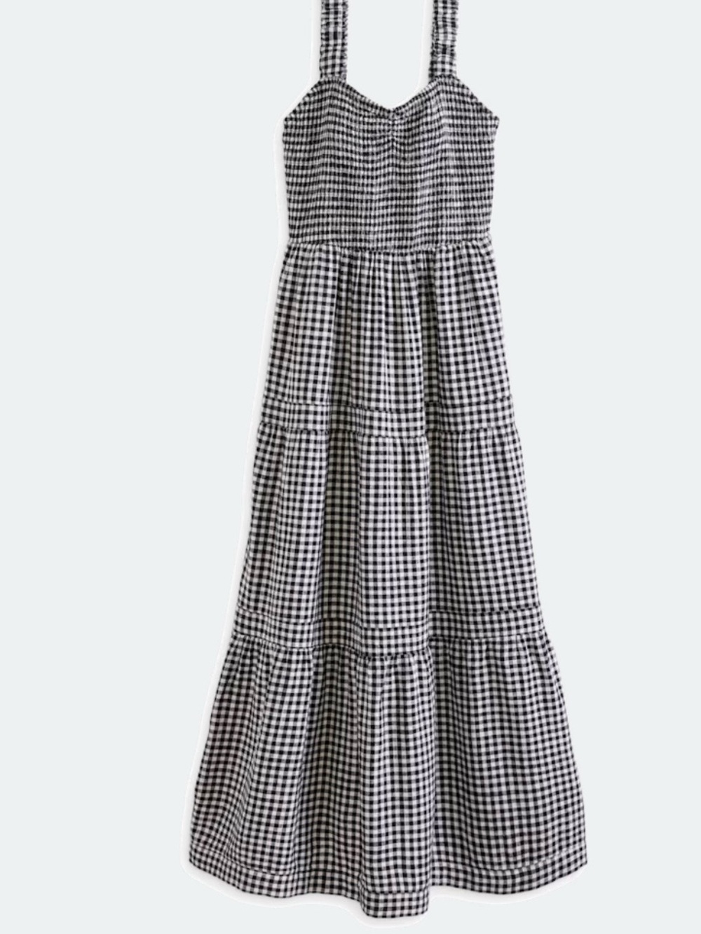 Market & Spruce Black and White Gingham Tiered Maxi Dress new no tags